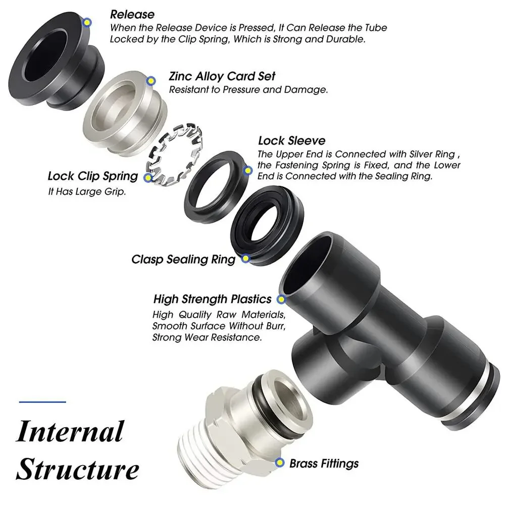 10 PACK TAILONZ PNEUMATIC Male Branch Tee 1/4 Inch Tube OD x 1/4 Inch NPT